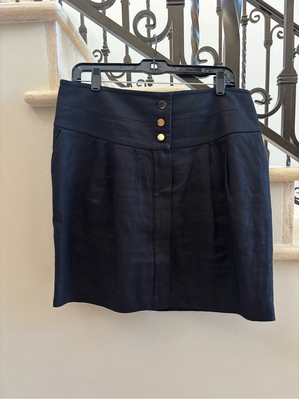 Tory Burch Black Mini Skirt with Gold Buttons